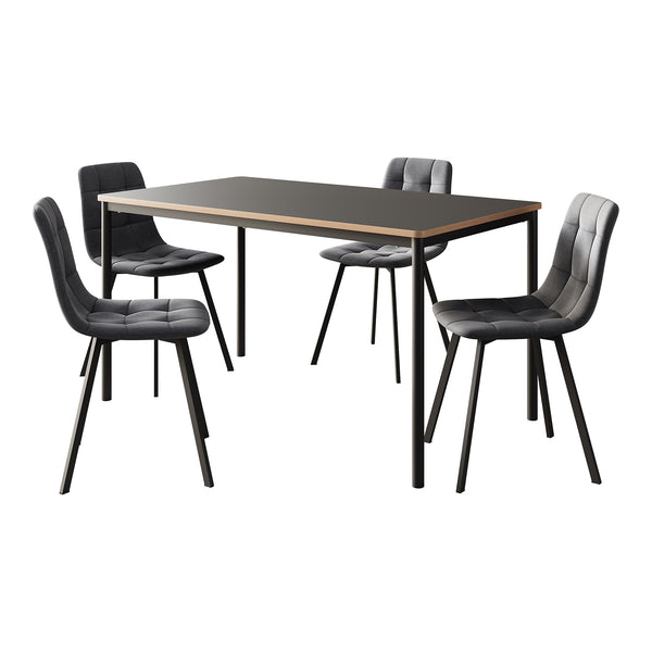 Eetkamerset Lindesberg 5-delig met 140x80 cm [en.casa]