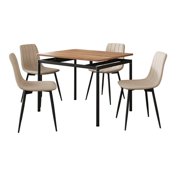 Eetkamerset Hemnes en Elsern 5-delig eikenkleurig en lichtbruin [en.casa]