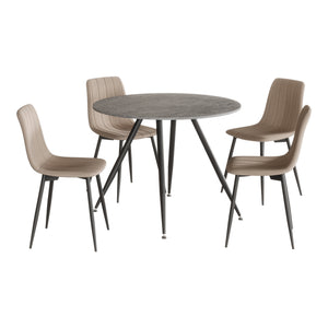 Ensemble de salle à manger Fitjar pour 4 personnes effet béton / marron clair [en.casa] 