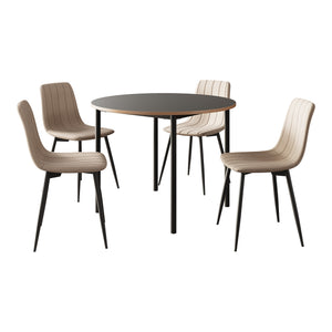 Ensemble de salle à manger Lindesberg pour 4 personnes gris / marron clair [en.casa]