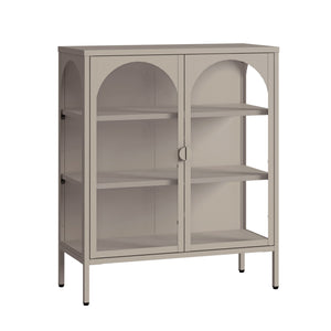 Dressoir Klippestad vitrinekast 95x80x35 cm camel [en.casa]