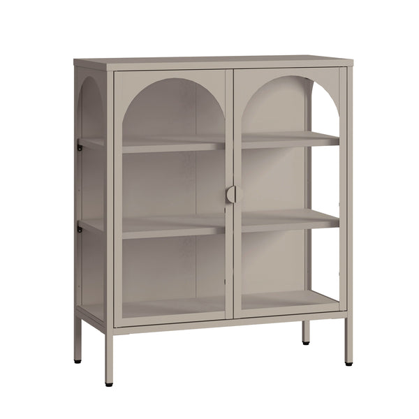 Dressoir Klippestad vitrinekast 95x80x35 cm camel [en.casa]