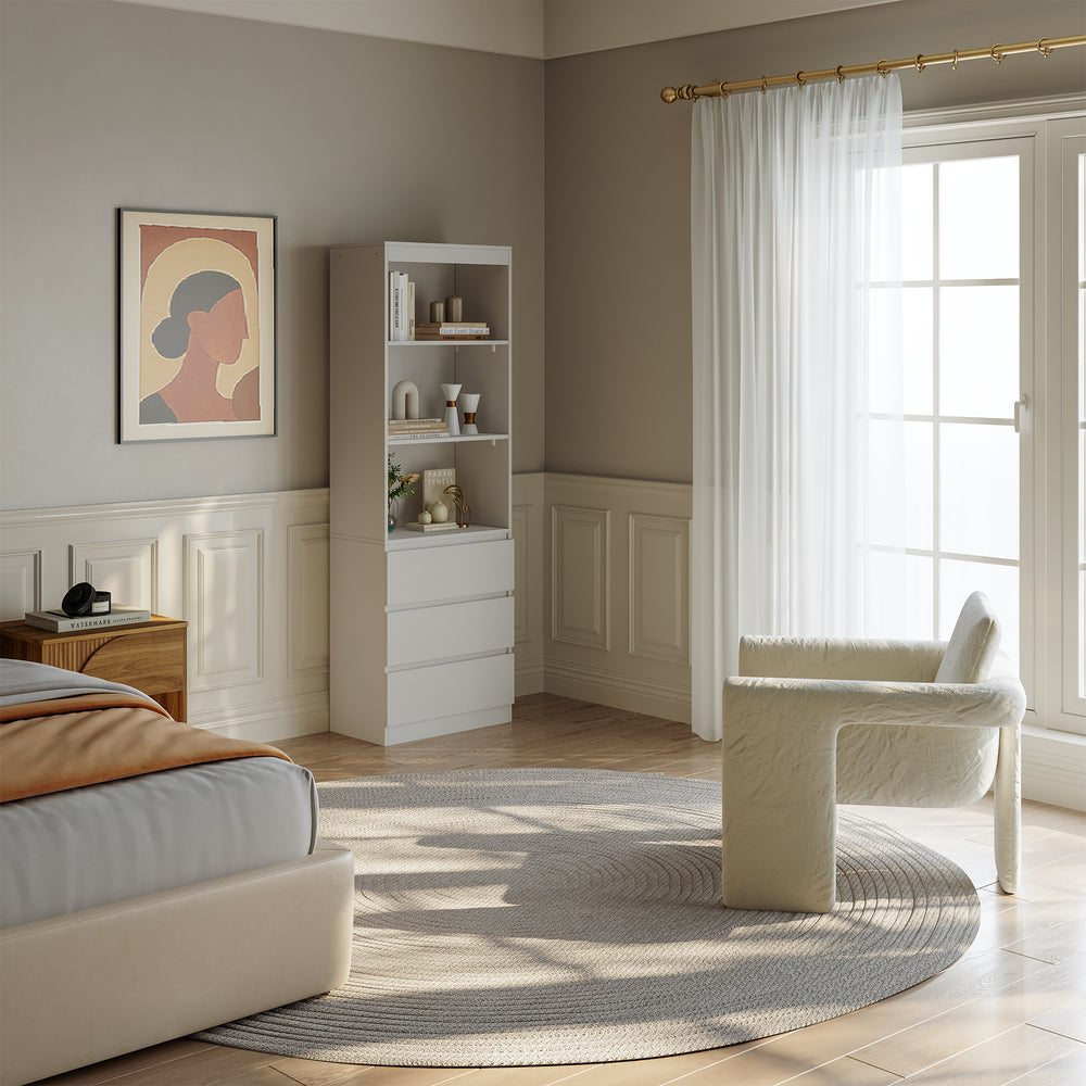 Bibliothèque Les avec 3 tiroirs 180x60x35 cm blanc [en.casa] - premiumXL