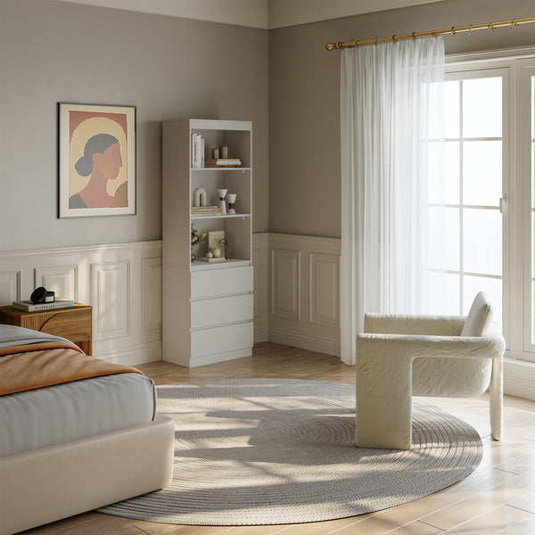 Boekenkast Les met 3 lades en open vakken 180x60x35 cm wit [en.casa]