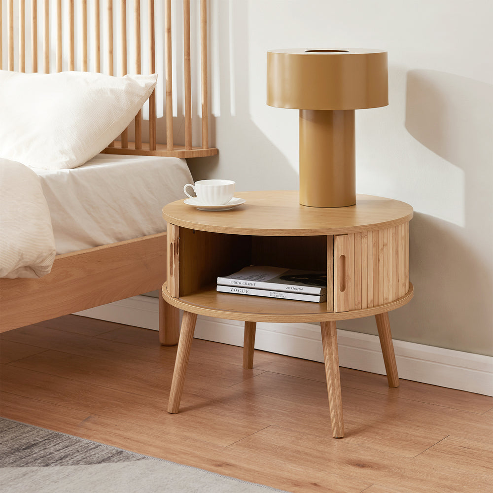Table de chevet Nordkapp II 45 x 60 cm naturel [en.casa]