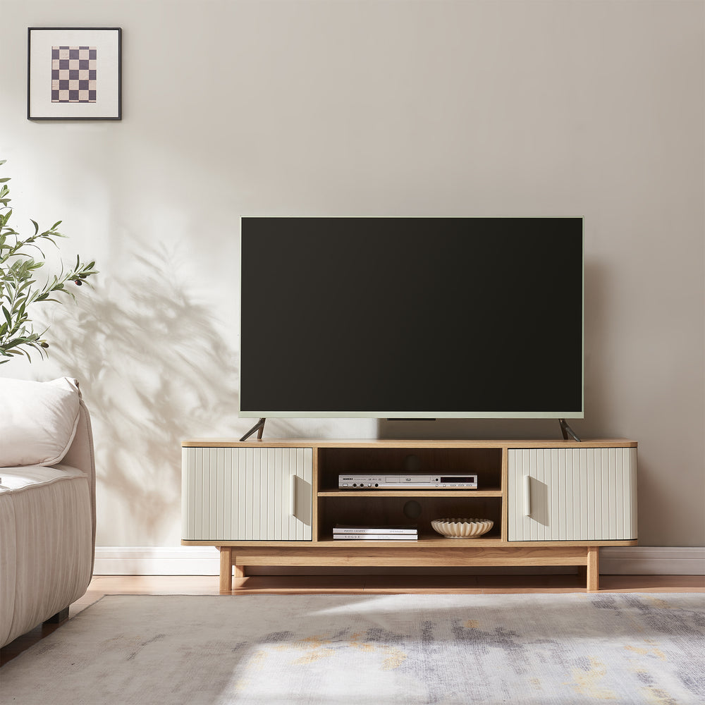 Tv meubel Ferrersp 140x40x45 cm eikenkleurig havermout en naturel [en.casa]