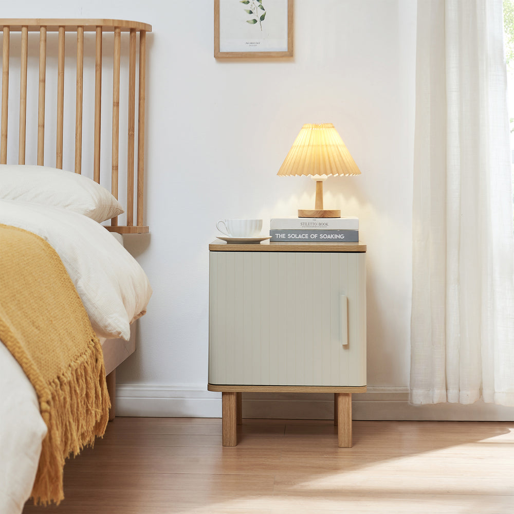 Nachtkast Ferrersp 50x40x40 cm eikenkleurig havermout en naturel [en.casa]