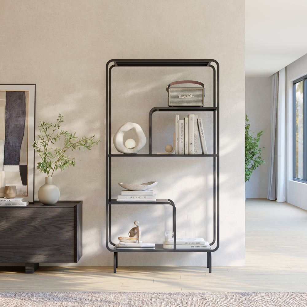 Étagère autoportante Færder acier 145 x 76 x 33 cm noir [en.casa]