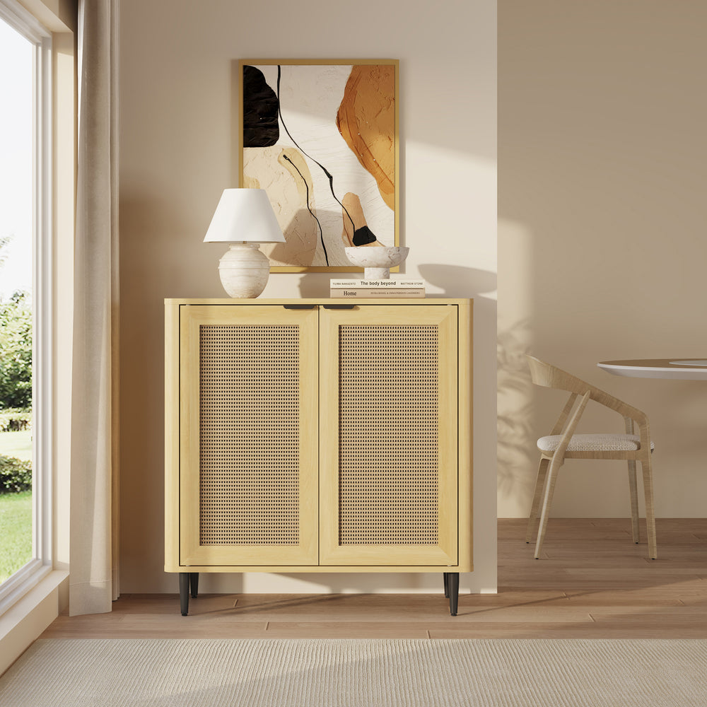 Commode Lukhomso 83x80x40 cm eikenkleurig en zwart [en.casa]