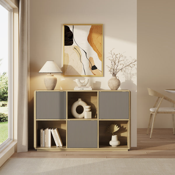 Buffet Trömi 75 x 120 x 30 cm effet chêne gris [en.casa]