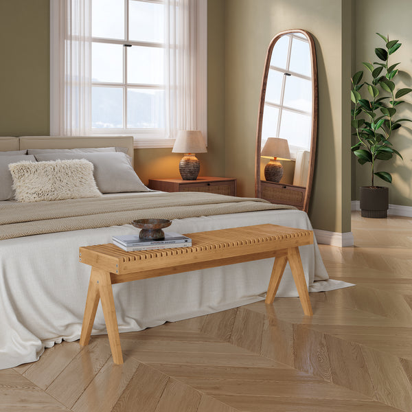 Banc à chaussures Lasdarvoo 120 x 35 x 45 cm bambou naturel [en.casa]