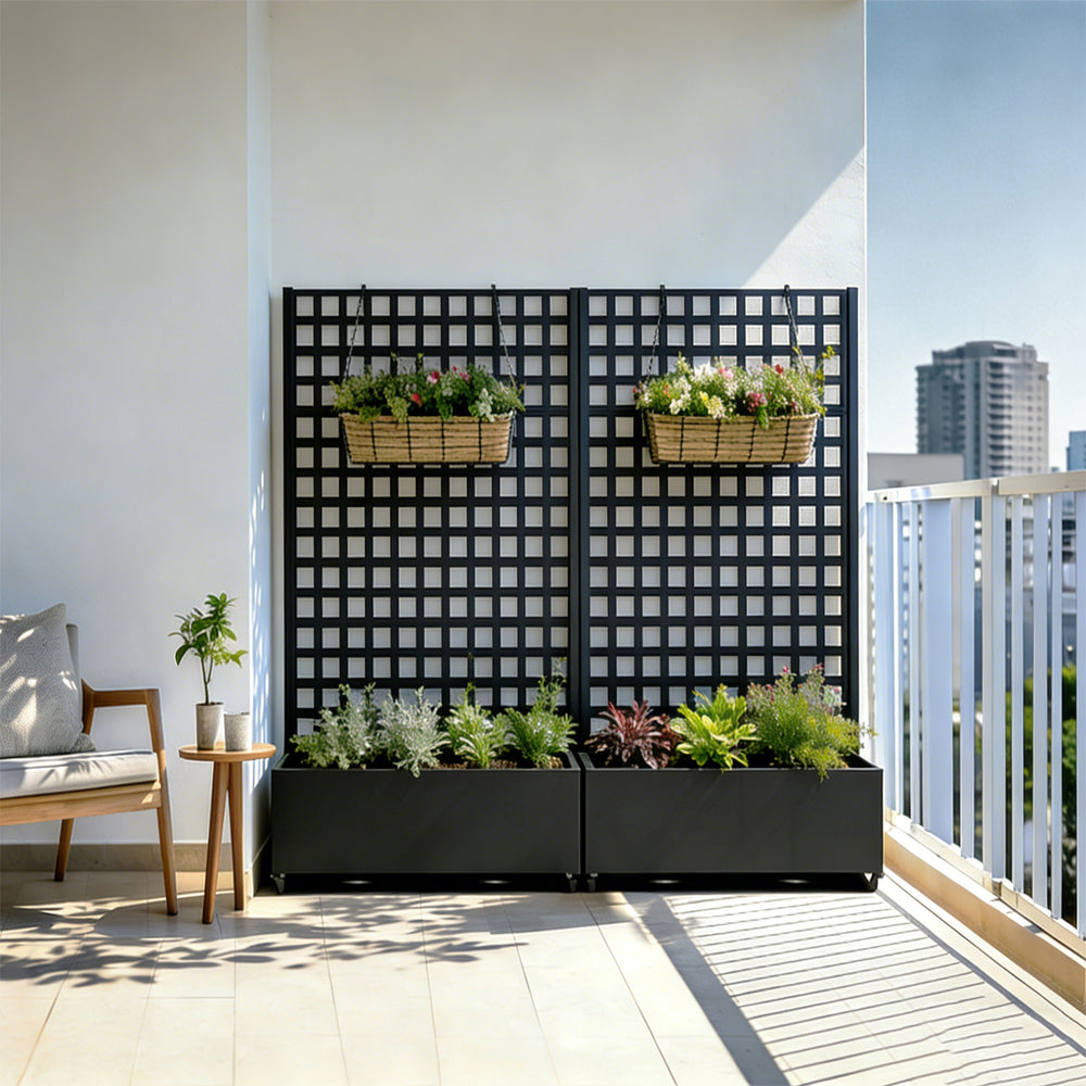 Kamerscherm Toma met plantenbak 190x82x38 cm zwart cas
