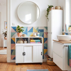 Meuble de rangement à roulettes Fadeskimma 72 x 70 x 20 cm blanc [en.casa]