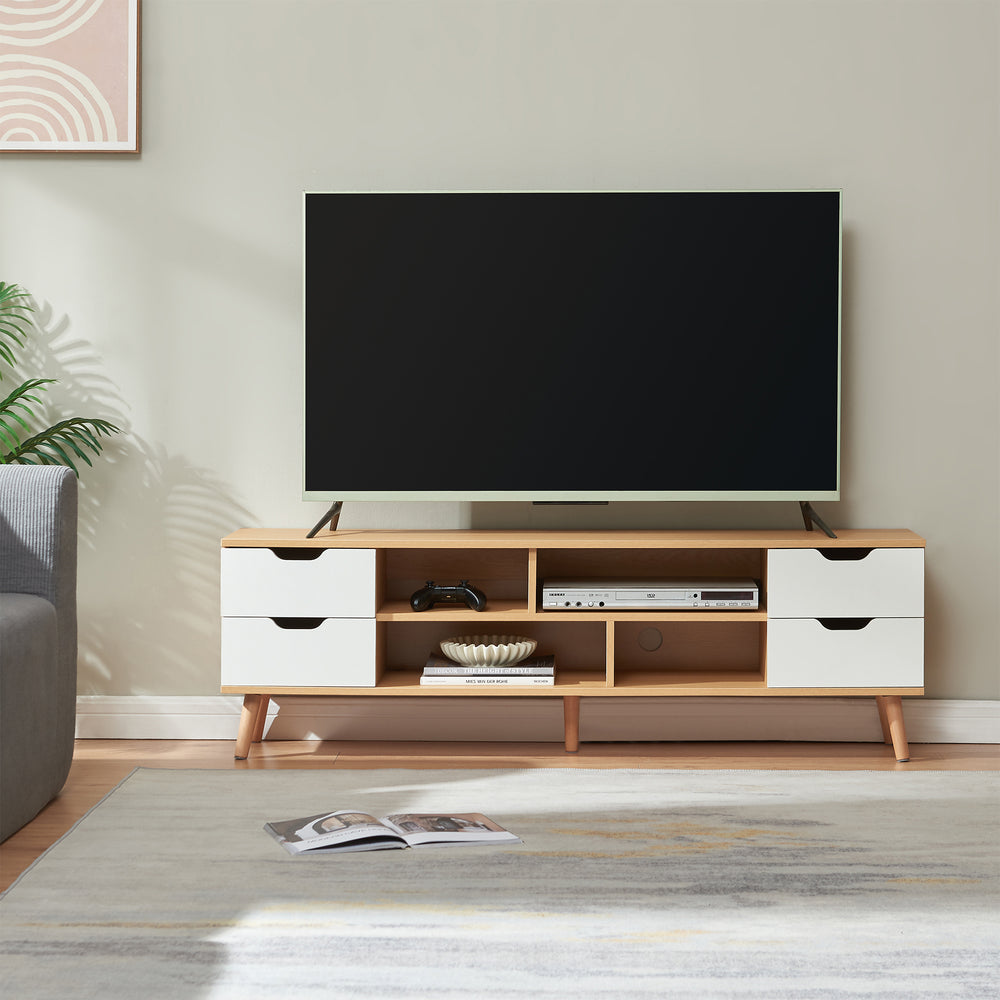 Tv-meubel Bordkak 140x30x45 cm eikenkleurig en wit [en.casa]