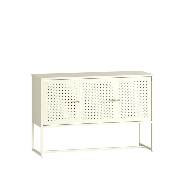 Commode Viitasaari 120 x 40 x 80 cm acier blanc crème [en.casa]