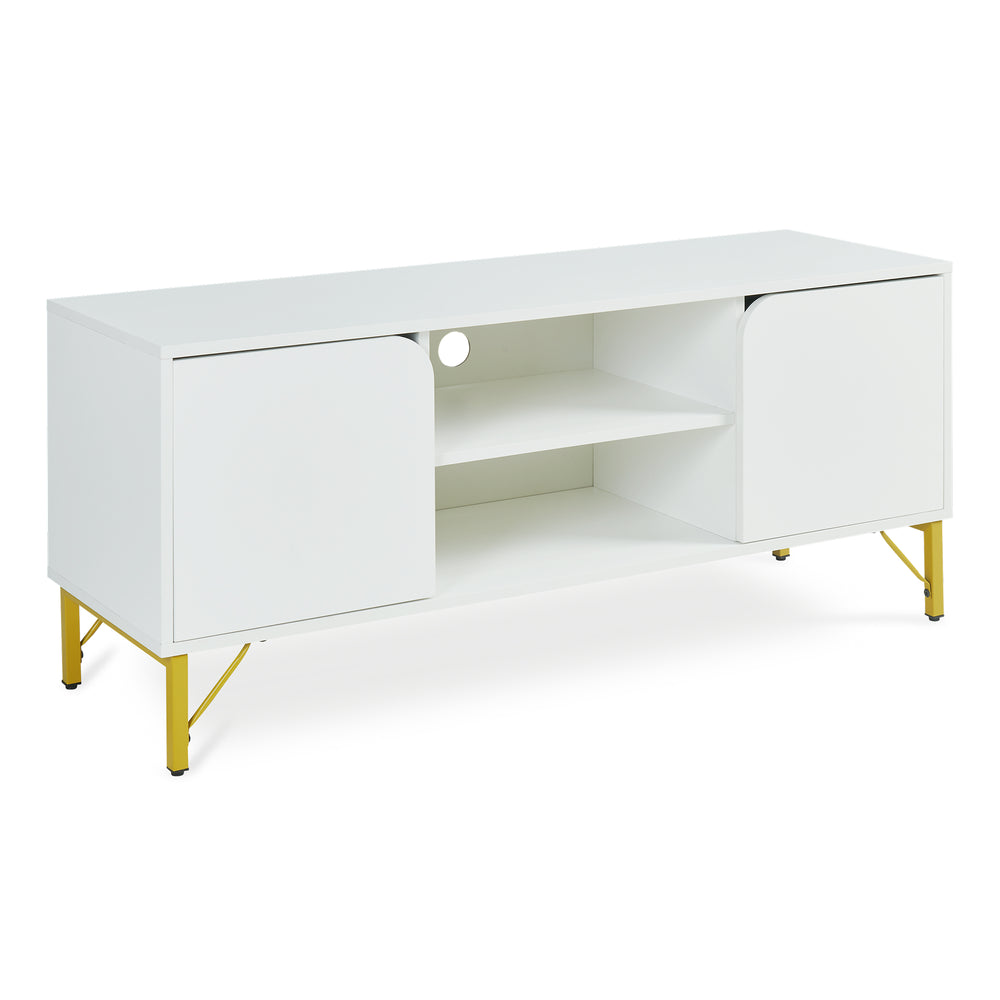 Tv-meubel Reyri 120x39x52 cm wit en goudkleurig [en.casa]