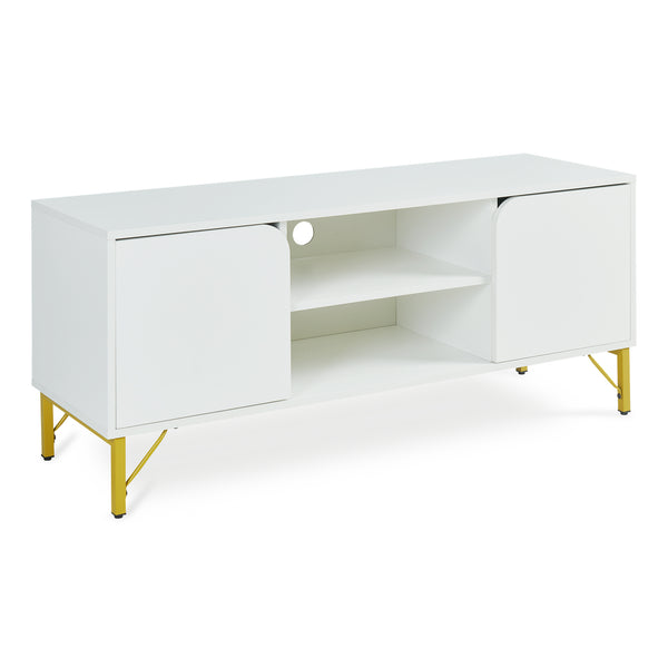 Tv-meubel Reyri 120x39x52 cm wit en goudkleurig [en.casa]