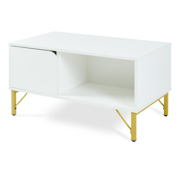 Salontafel Reyri 80x45x42 cm wit en goudkleurig [en.casa]
