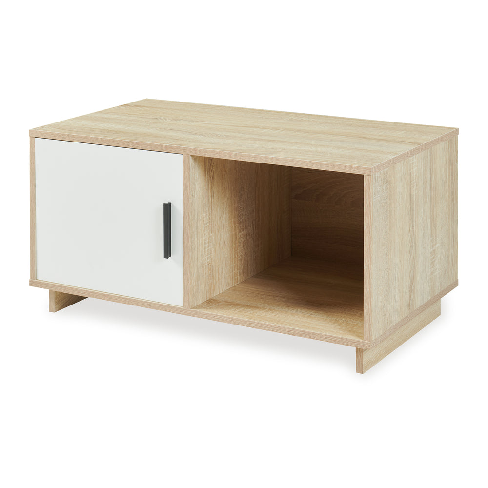 Salontafel Kenta 80x45x40 cm Sonoma-eikenlook/wit [en.casa]