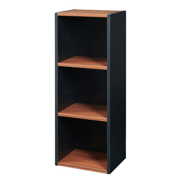 Boekenkast 'Trond' met 3 open vakken 80 x 30 x 23 cm Zwart/walnootlook