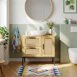 Wastafelonderkast Marhasa 60x60x40 cm Eikenlook/Zwart [en.casa]