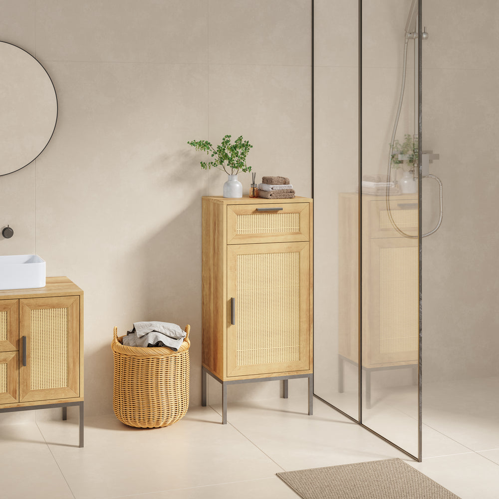 Badkamerkast Marhasa 92x40x30 cm Eikenlook/Zwart [en.casa]