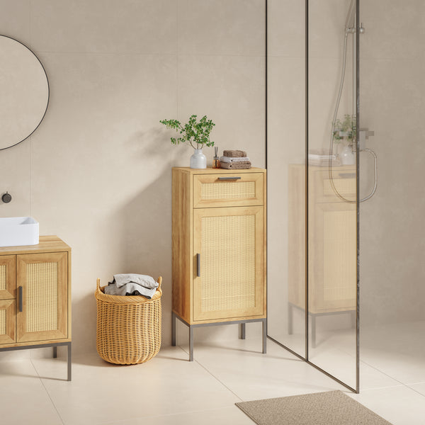 Badkamerkast Marhasa 92x40x30 cm Eikenlook/Zwart [en.casa]