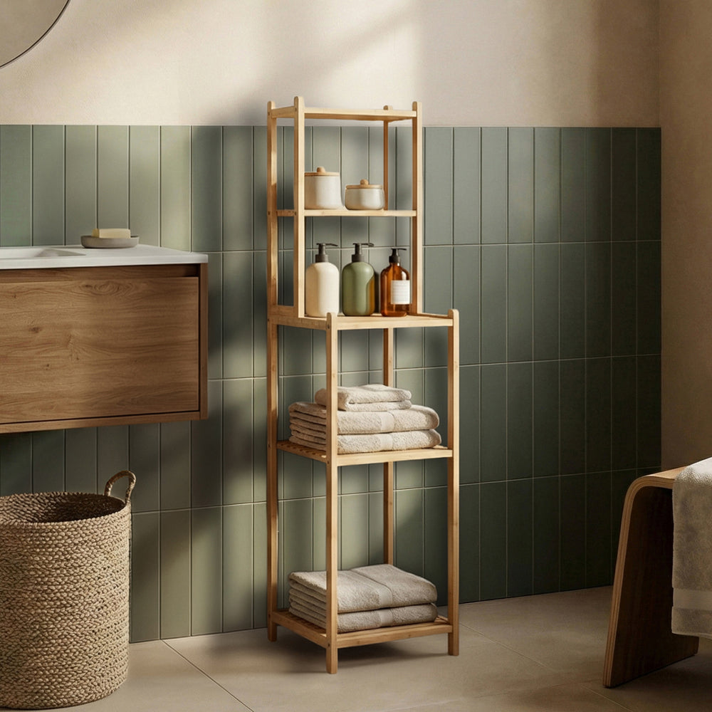 Badrek Anun 128x30x30 cm Bamboe Naturel [en.casa]