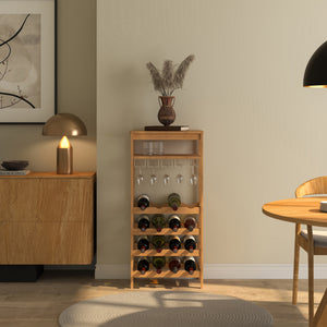 Wijnrek Fillby met glashouder bamboe 80x30x85 cm naturel [en.casa] 