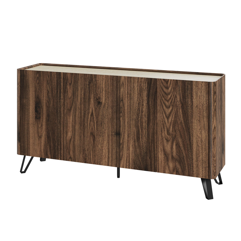 Sideboard Trorlon 160x40x83 cm walnootlook/travertijn [en.casa]