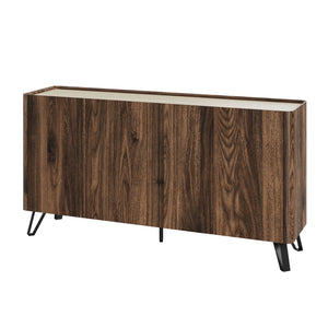 Sideboard Trorlon 160x40x83 cm walnootlook/travertijn [en.casa]