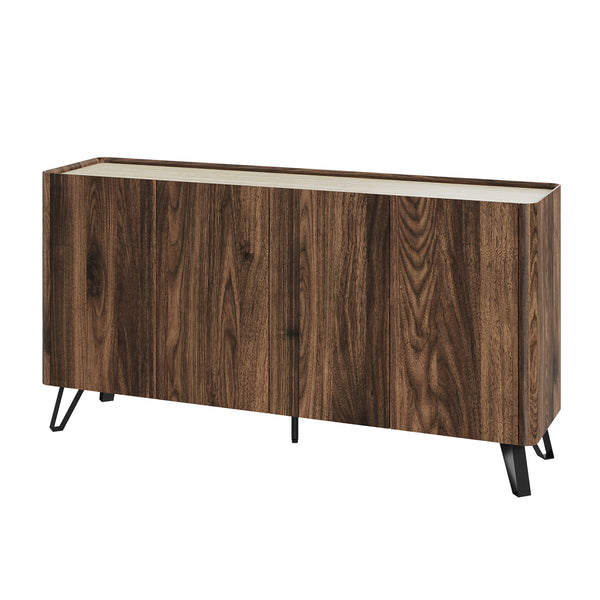Sideboard Trorlon 160x40x83 cm walnootlook/travertijn [en.casa]