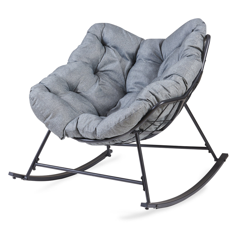 Schommelstoel Villeneuve 85x90x91 cm zwart en grijs [en.casa]