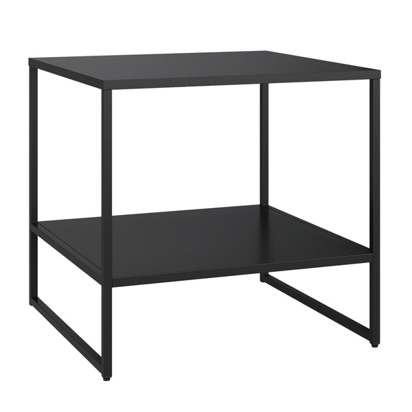 Bijzettafel Salsnes 53x51x51 cm met plank Staal Zwart [en.casa]