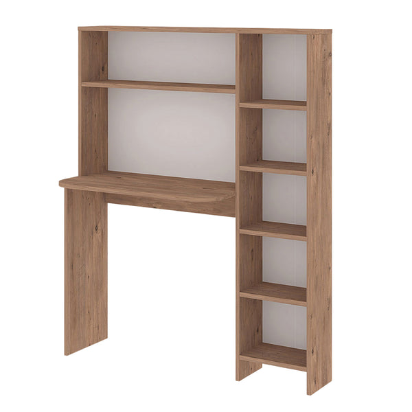 Bureau Onega met opbergrek 143x114x40 cm houtkleurig [en.casa]