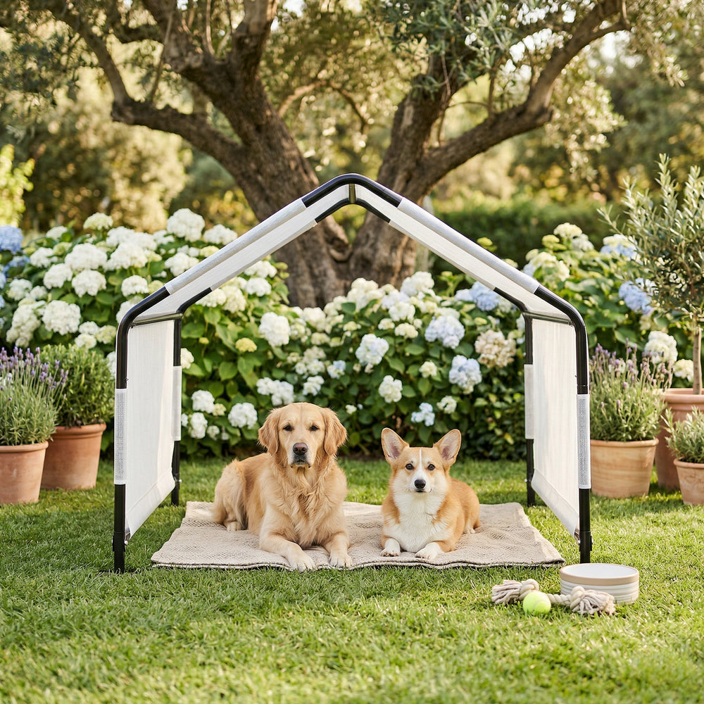 Honden tent Valevali 122x122x90 cm zwart en wit [en.casa] 