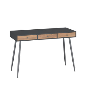 Bureau avec 3 tiroirs Tumba 76 x 115 x 48 cm noir effet noyer [en.casa]
