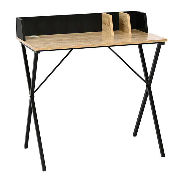 Bureau Kappespoo 84x80x50 cm Noir/Aspect chêne [en.casa]