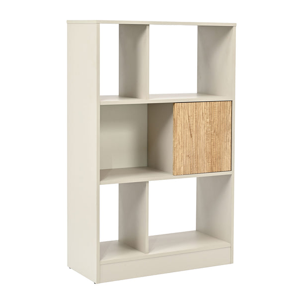 Bibliothèque Karena 112x70x30 cm Crème blanc/Aspect chêne [en.casa]