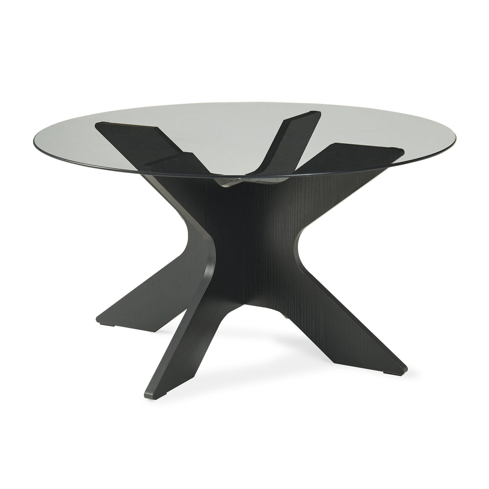 Salontafel Imi met glazen blad Ø70x35 cm Zwart/Grijs [en.casa]
