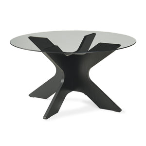 Salontafel Imi met glazen blad Ø70x35 cm Zwart/Grijs [en.casa]