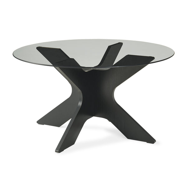 Salontafel Imi met glazen blad Ø70x35 cm Zwart/Grijs [en.casa]
