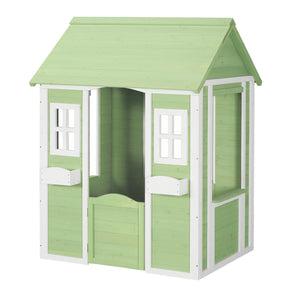 Maison de jeu pour enfants Kuoldsvin Bois de sapin 144x102x90 cm Vert/Blanc [en.casa]