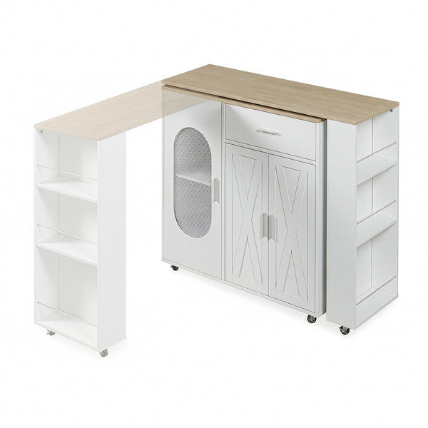Table de bar extensible Kudebola 115 x 40 x 94 cm effet chêne / blanc [en.casa]