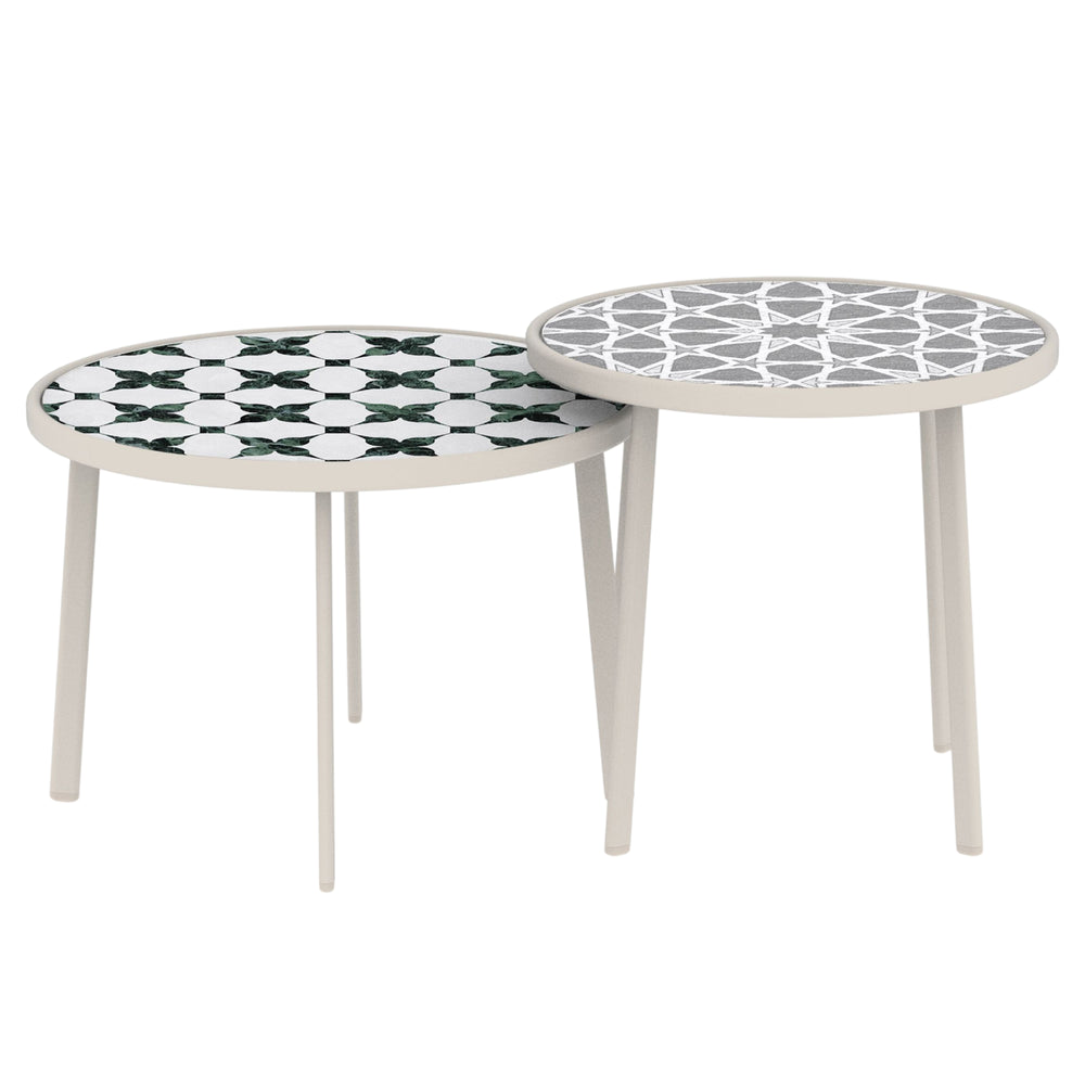 Outdoor statafel Faeto 2-delig glasplaat Champagne [casa.pro]