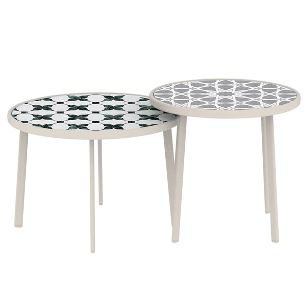 Outdoor statafel Faeto 2-delig glasplaat Champagne [casa.pro]