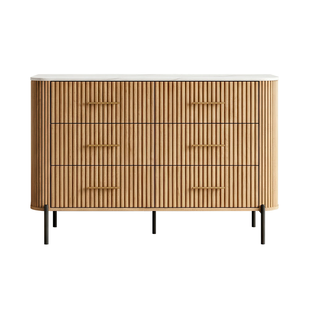 Kast Kokunse met 6 laden 120x42x78 cm eikenlook [en.casa]