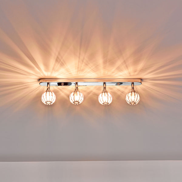 [lux.pro] plafonnier diamètre : 49cm 4xG9 avec 4 boules de cristal plafonnier moderne lampe à effets