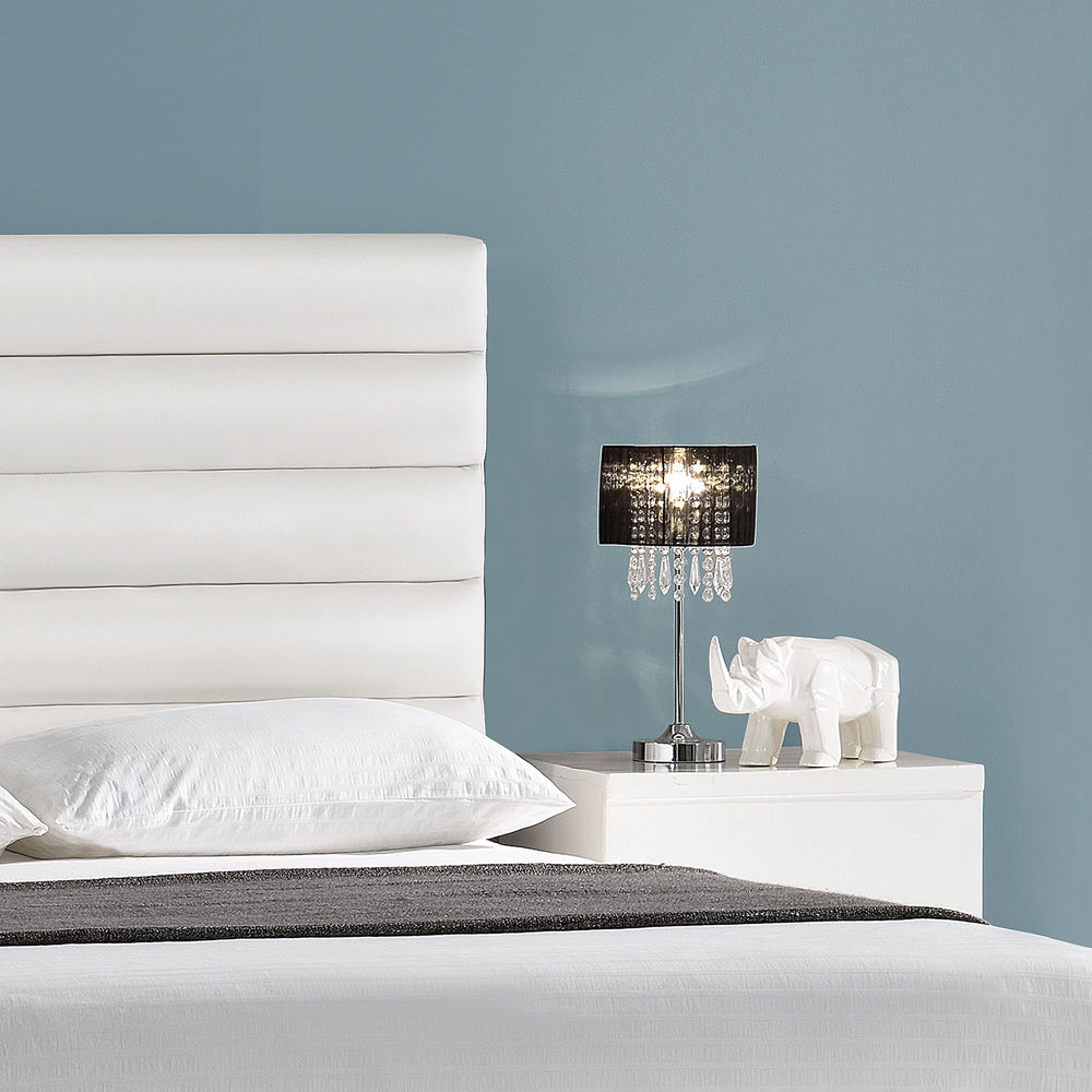 Lampe de Bureau Élégante Lampe de Table Stylée Liseuse avec Cristaux Synthétiques E14 Métal Hauteur 40 cm Noir [lux.pro]