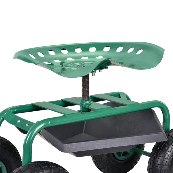 Siège de Jardin Roulant pour Travail Capacité jusqu'à 135 kg Vert 81 x 45 x 54 cm [pro.tec]